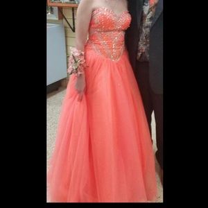 Bright orange prom dress